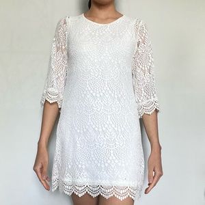 H&M White Lace Dress with 3/4 Length Sleeves